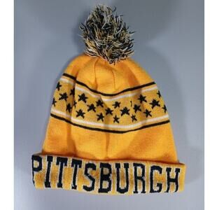 Yellow "Pittsburgh" Beanie / Toboggan w/ Pom Pom